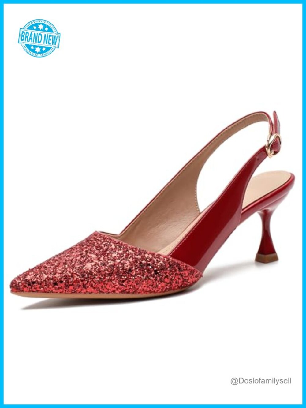 Kitten Heel Slingback Pumps Faux Leather Pointed Toe Formal Heels